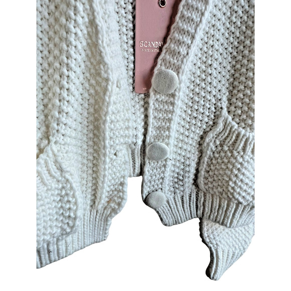 Scandal Italy Women's M Chunky Cardigan Margaret White Size Medium NEW With Tag - Picture 2 of 10
